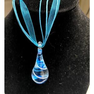 Blue Glass Bead Necklace - 18” (NWOT)